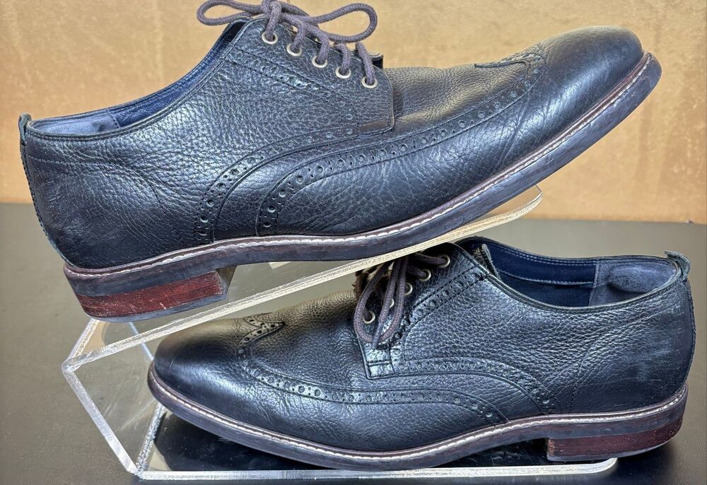 Cole Haan Mens Black Watson Grand OS Wingtip Oxford Leather Dress shoes size 11